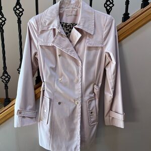 Calvin Klein trench sz med. Rossie pink, snap and zip, water repellent .